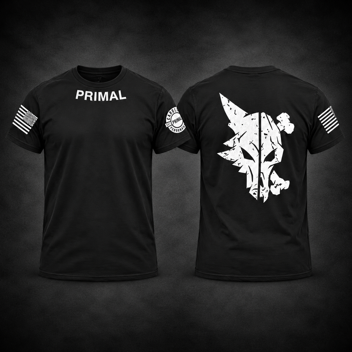 Primal competition T in Black, front and back